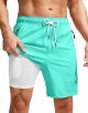 Men's Swim Trunks with Compression Liner with Zipper Pockets