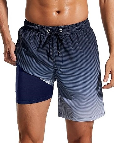 Mens Swim Trunks Quick Dry Compression Liner 2 in 1