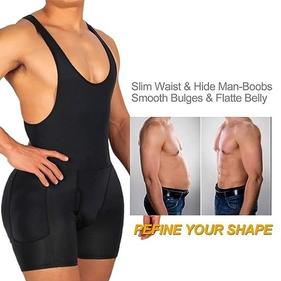 Men Shapewear Full Body Shaper Padded Briefs Boxer Underwear