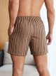 Men's Drawstring Waist Swim Trunks Striped Print Pocket Shorts