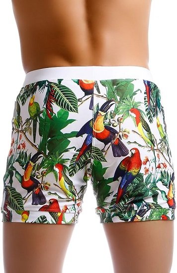 Men Swimwear Flower Print Surf Board Boxer Shorts